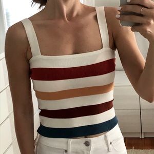 Cropped square-neck striped tank top NWT